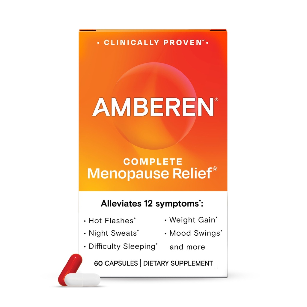 Amberen Menopauza Suplement dla Kobiet, 60 Kapsułki, Klinicznie udowodnione, Pomaga Wsparcie Hormon Równowaga, Pomaga Relieve 12 Objawy menopauzy: Gorące błyski, nocne poty, Mood Swings i więcej