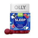 OLLY Kids Sleep Gummy, Sporadyczne wsparcie snu, * 0,5 mg Melatonina, L- Theanine, Malina Flavored, 50 lub 25 Day Supply - 50 Count