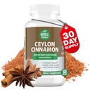 Cynamon Kapsułki 1200mg. Organiczny Ceylon Cynamon Suplement, Cynamon Pigułki Wspomaganie serca, Mózg, Kości, Joint, Metabolizm. True Cinnamon Powder, Non-GMO, Gluten Free, Vegan 60