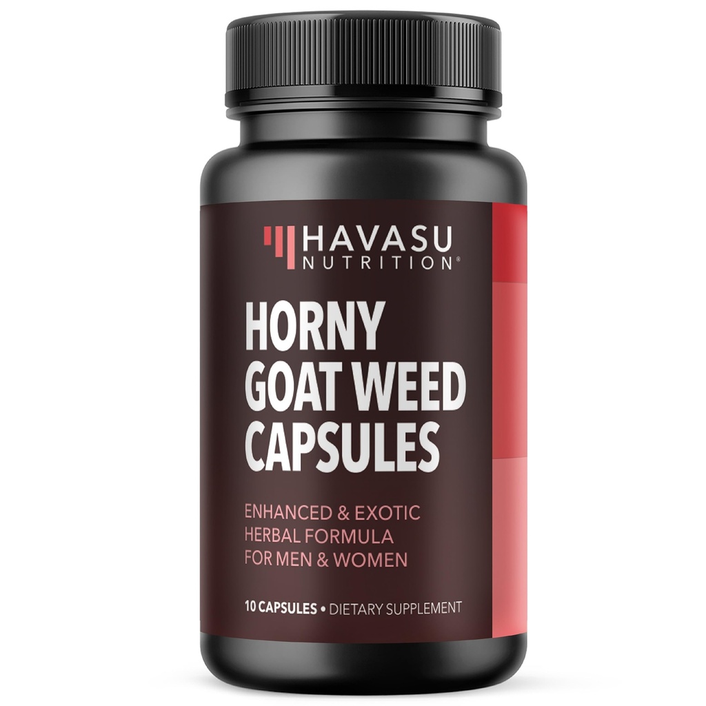 Unisex Horny Goat Weed Kapsułki dla mężczyzn i kobiet - Dodatkowa siła wydajności i energii Wsparcie z Tongkat Ali, Muira Puama i Saw Palmetto - 10 Hrabia - Suplement ziołowy dla zwiększonej wytrzymałości