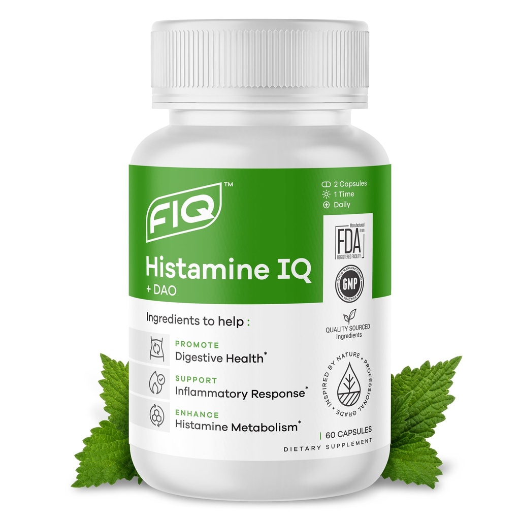 Formuła IQ - IQ histaminy - Oksydaza diaminowa (DAO) Suplement enzymatyczny - DAO Blocker histaminy - Wsparcie immunologiczne - 60 kapsułki