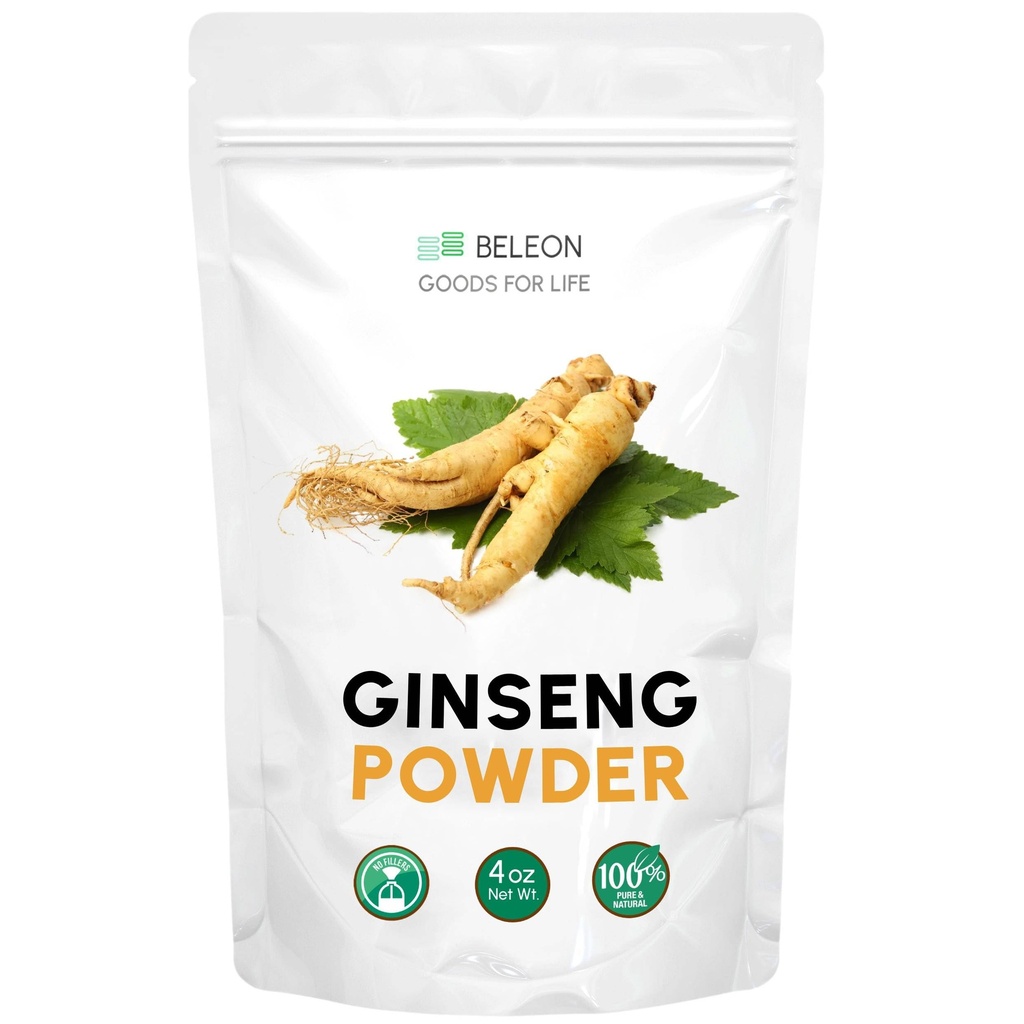 Ginseng Root Powder 4oz - Suplement ziołowy Panax Ginseng, Aktywne żeńsnozydy, bogaty w przeciwutleniacze