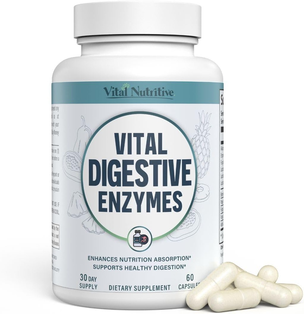 Vital Digestive Enzymes z Makzyme- Pro ™ - Zaawansowany zespół probiotyczny dla wsparcia trawiennego, Gut Health, Wchłanianie i energia odżywcza
