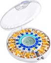 Daviky Automatic Pill Dispenser dla osób w podeszłym wieku z alarmem, 28-dniowy elektroniczny zamykany Pill Box, Sound & Light Reminders for Medication, Vitamin i suplementy (niebieski)