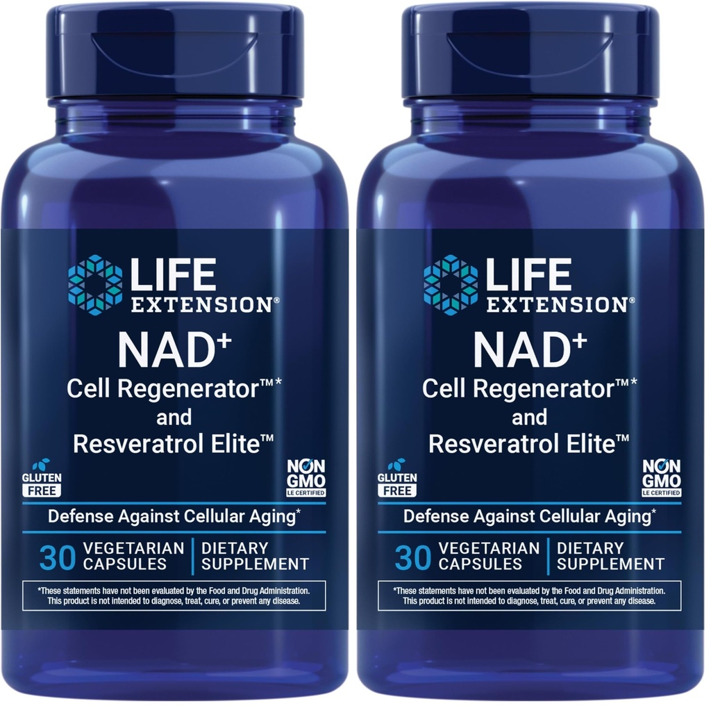 Rozszerzenie życia NAD + Regenerator komórek i Resveratrol Elite, NiNAGEN nikotynamid rybozyd, Trans- resweratrol, quercetin, Fisetin, dla długowieczności, Energia, i stres oksydacyjny, 30 Kapsułka wegetariańska
