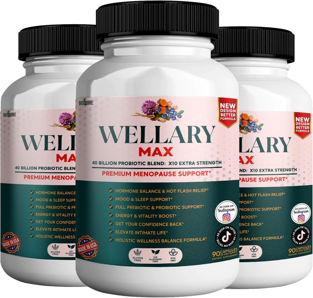 Wellary Max Menopauza Supplement Supplement, 40 Billion CFU Probiotic Blend, 90 kapsułki (3)