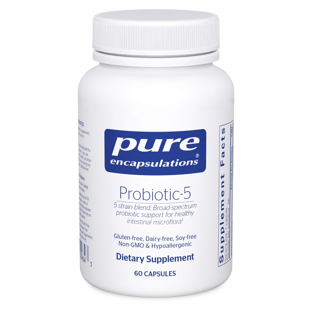 Pure Encapsulations Probiotic- 5 ratiopharm 124; Dairy and Soy Free Probiotic Blend to Support Immune and Gastrosocal Health British 124; 60 kapsułki