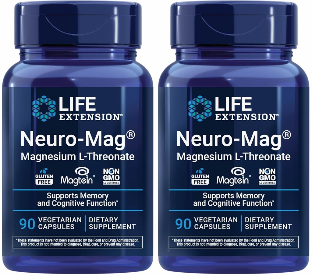 Life Extension Neuro- mag Magnezu L- treonian, 90 Count (opakowanie po 2)