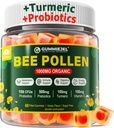 Digestive Health & Weight Bee Pollen Organic 1000mg, w/Probiotics, Prebiotics & Turmeric, Bee Pollen Gummies Rich in B-Vitamin, Antioxidants, Amino Acids, for Digestive, Weight & Energy