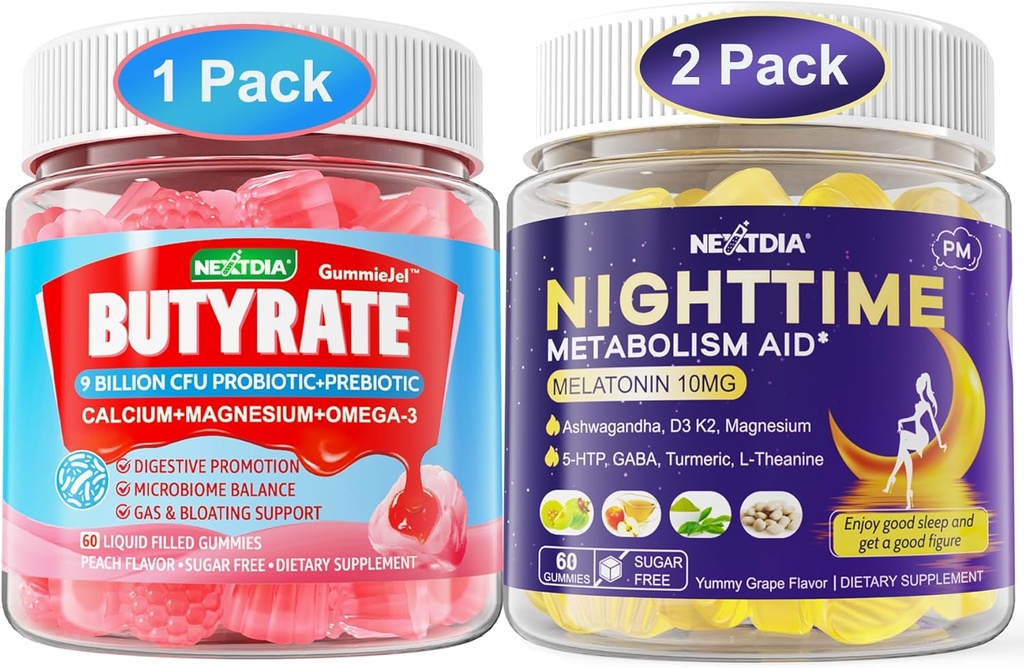 Paleta: Gumiaki Butyrate z Probiotykiem + Prebiotykiem + Postbiotykiem i Melatoniną 10mg 20 mg Nocne Metabolizm Gumiaki Sen