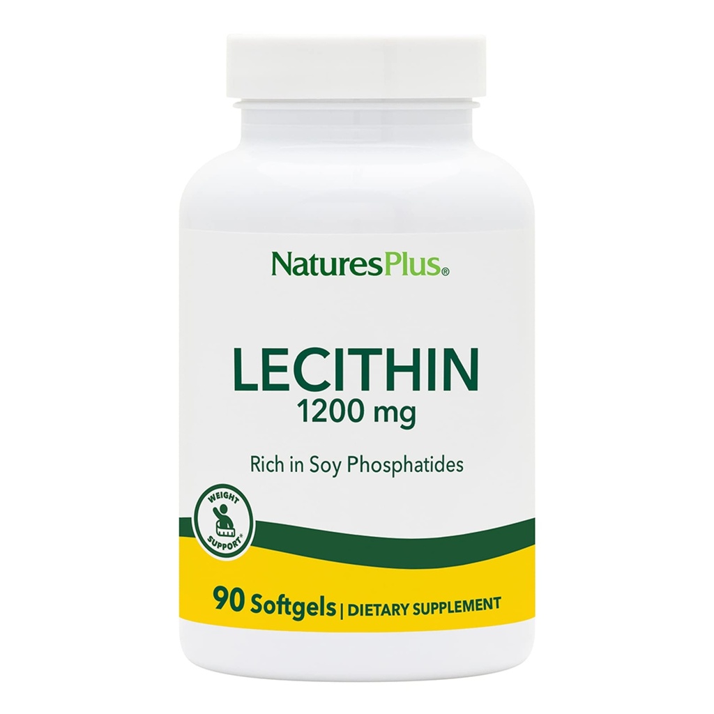 NaturesPlus Lecytyna - 1200 mg, 90 Softgels - Bogaty w sojowe fosforany - Gluten Free - 90 Służenia
