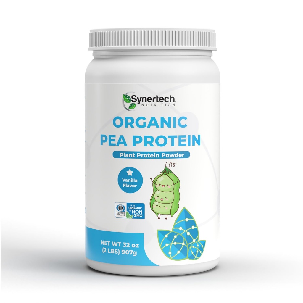 Vegan Vanilla Flavored Plant- Based Pea Protein (2lbs) 124; Nie- GMO, Certified Organic