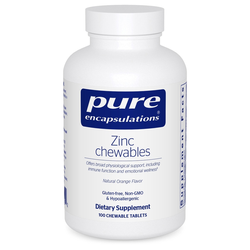 Czyste enkapsulacje Cynk Chewables 124; Suplement do wsparcia systemu immunologicznego, Wzrost i rozwój, i gojenie rany 124; 100 Tabletki do żucia 124; Naturalny aromat pomarańczowy