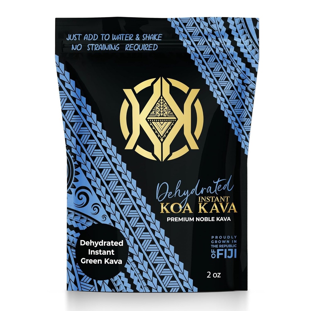 Koa Kava Dehydrated Instant Kava - 100% Dehydrated Instant Green Fijian Kava Root Powder, 2 oz (56g)