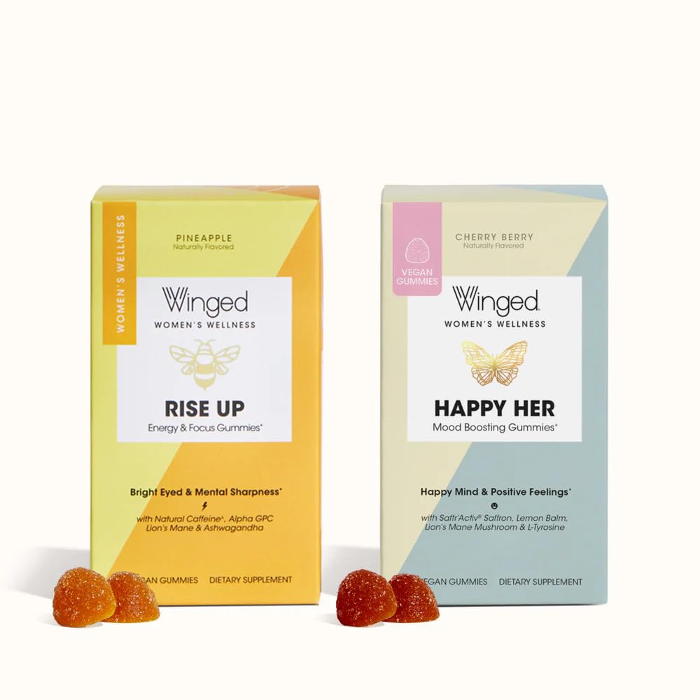 Skrzydlaty szczęśliwy jej nastrój i Rise Up Gummies Bundle