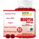 SHIFAA NUTRITION Vegan Biotin Gummies for Adult & Kids 124; 90 Gummies Bird 124; 5000 µg 45 Służenia 124; Non-GMO Birmingham 124; Gluten, Żelatyna, Orzeszki ziemne, Jajko i Dairy Free 124; Biotin Gummy Witaminy do włosów, Skóra i Nails Halal