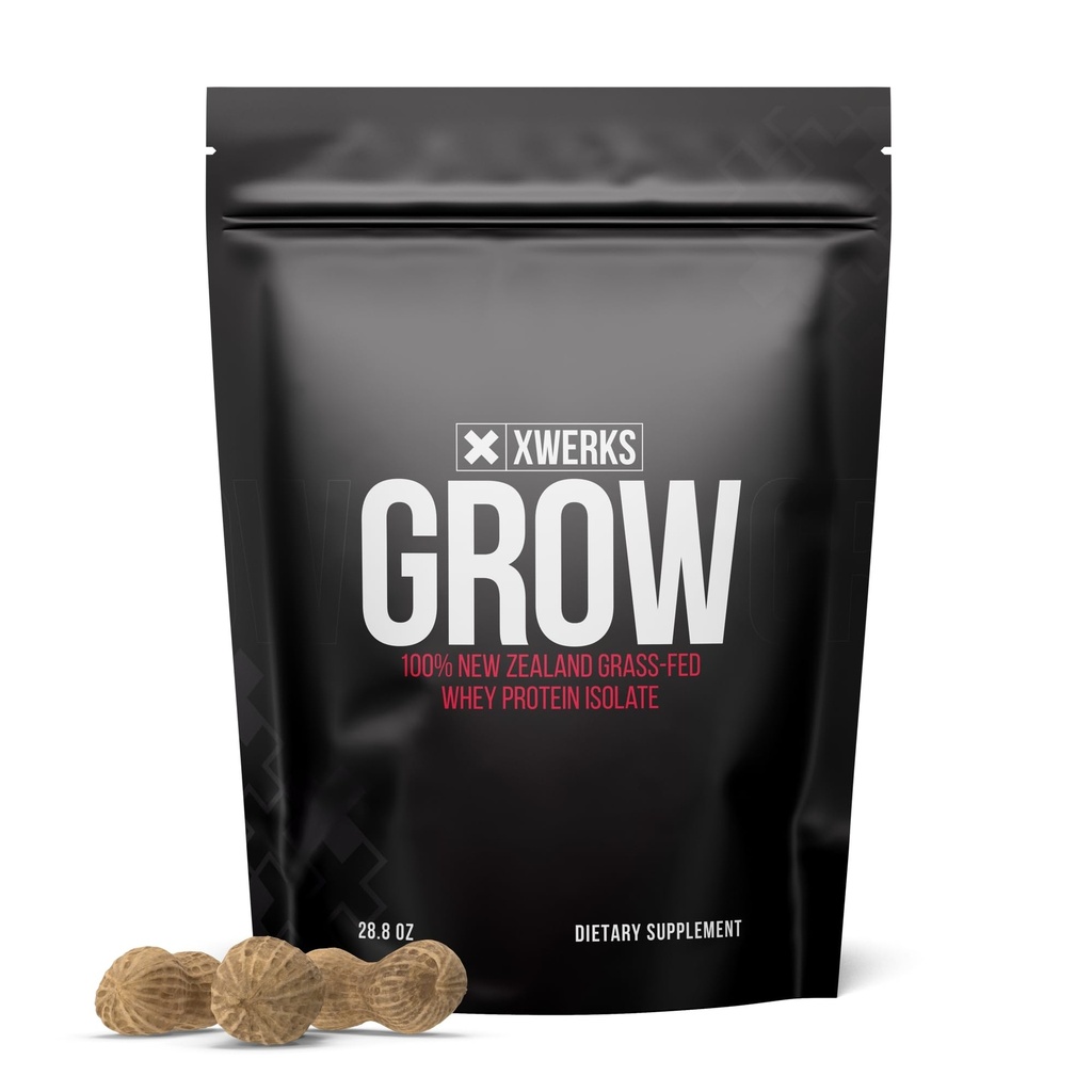 Xwerks Grow 100% Nowa Zelandia trawa karmiona białkiem serwatki, 23g Czysty Izolat proszku protein na serwowanie, Wszystkie naturalne paleo i Keto Friendly, Soy Free gluten łatwe do digest, Masło orzechowe, 30 Służenie