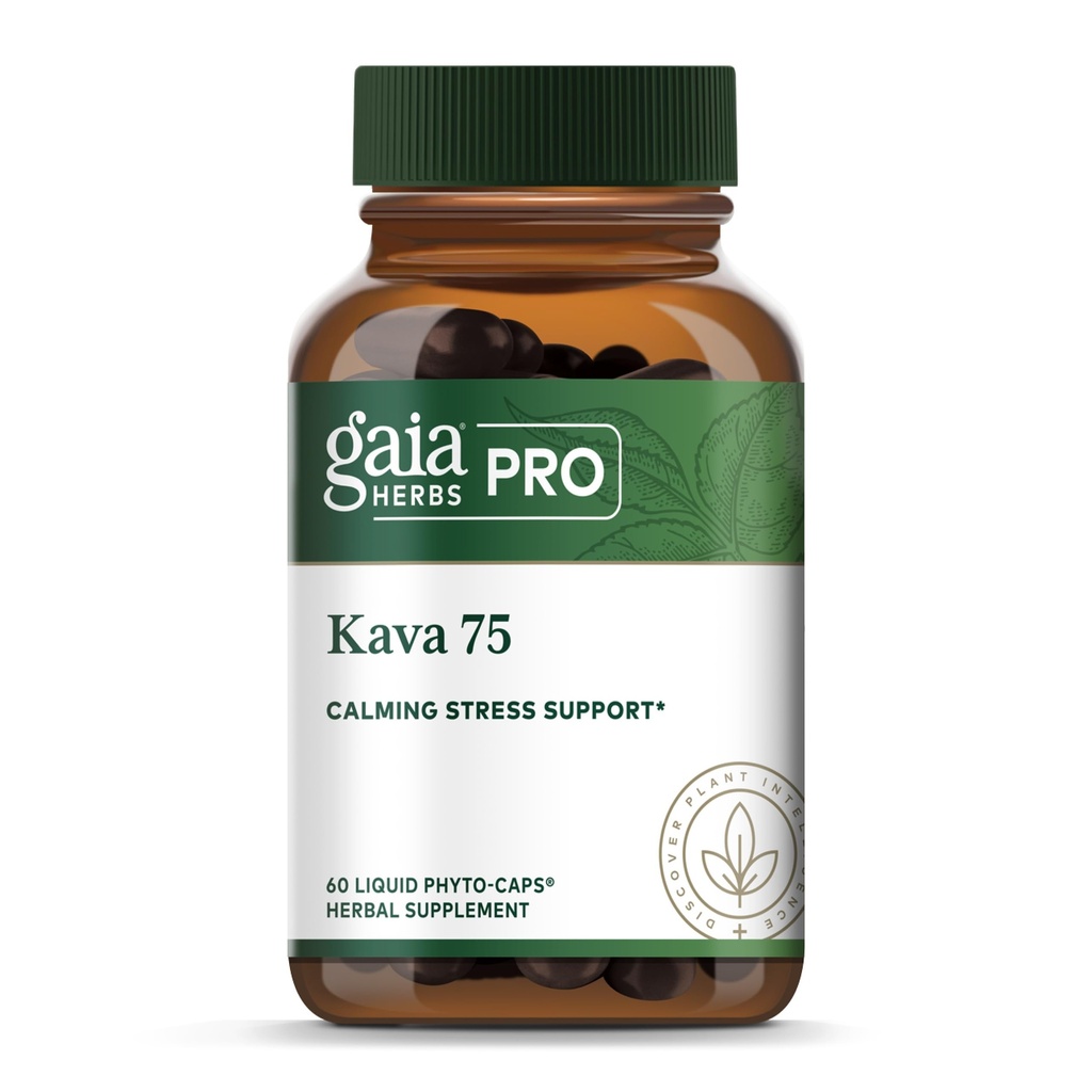 Gaia Herbs PRO Kava 75 - Stress Supplement Supplement - Pomaga w poczuciu spokoju i relaksacji - 60 płynnych czapek fito-
