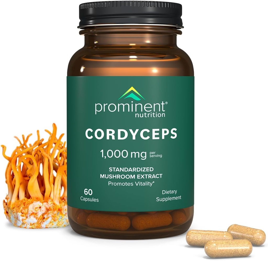 Prominentny suplement diety Cordyceps - Promotes Vitality - 1000 mg, 60 Count