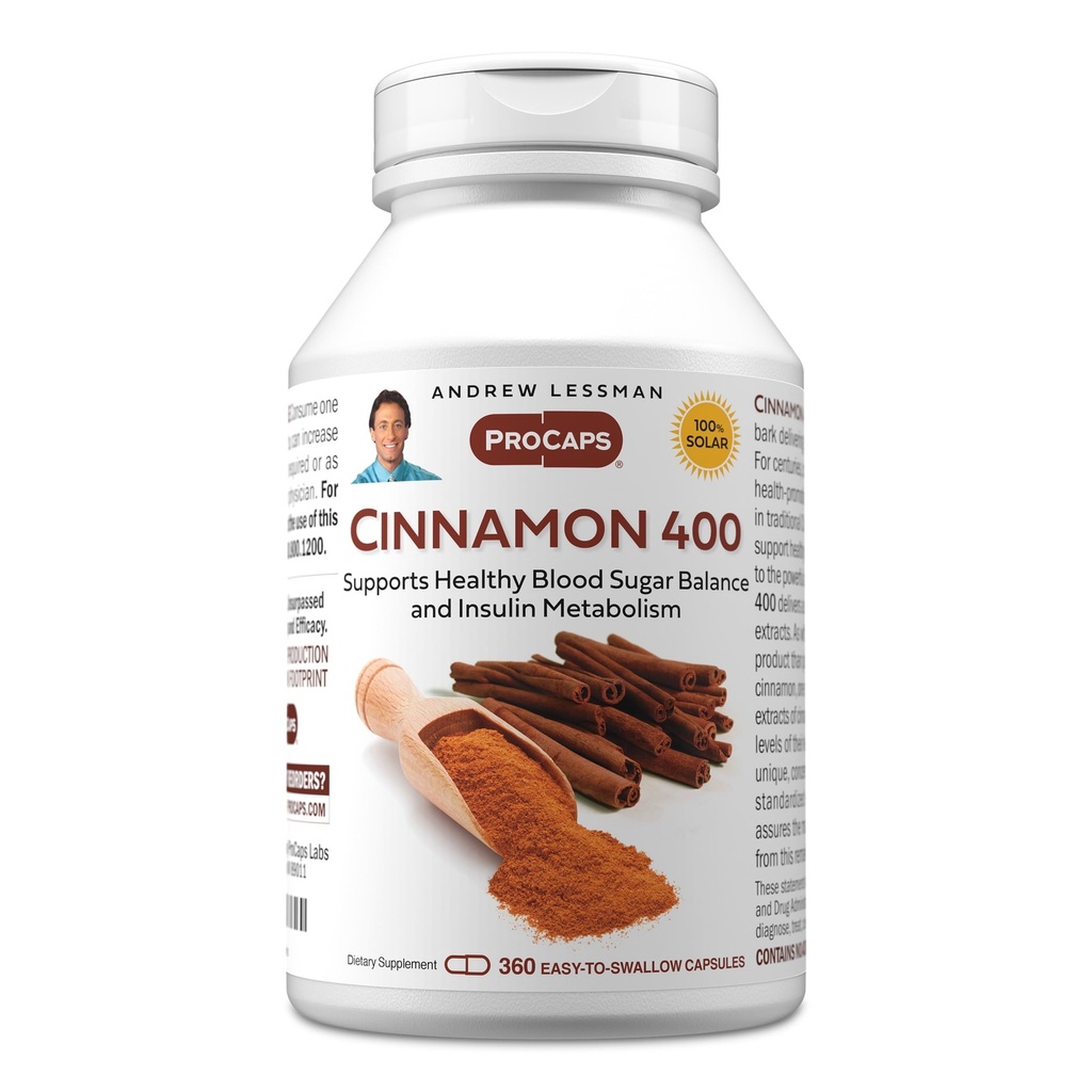 ANDREW LESSMAN Cynamon 400mg - 360 Kapsułek - Wysoka potencja, Wyciąg standardowy. Żadnych dodatków. Małe kapsułki łatwe do połknięcia