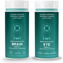 Iwi Life Brain & Eye Omega-3 Bundle, 30 Służenia, Wegan Plant-Algae Omega 3 z EPA + DHA, Kryll & Fish Oil Alternative, No Fishy Aftersmast