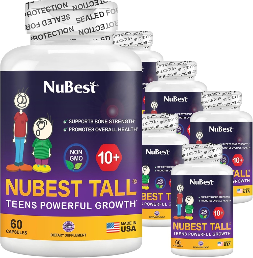NuBest Tall 10+ Premium Bone Strength Formula, Enhanced Immunity and Overall Health for Age 10+ with Calcium, Vitamin D3, Vitamin K2, and Multivitamins | Pack 6