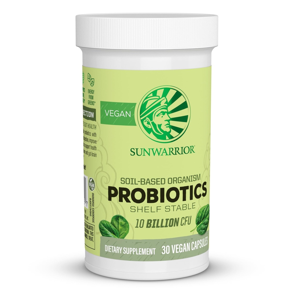 Sunwarrior Probiotics Soil- based Vegan kapsułki 124; 10 miliardów CFU na trawienie Soy Free gluten Free Dairy Free 124; 30 CT