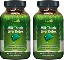 Irwin Naturals Milk Thistle Liver Detox - 60 Płynne Soft- żele, Pack of 2 - Wspiera zdrowie wątroby z Dandelion, Karczoch, Turmeric & Green Beet Root - 60 Wszystkich Sług