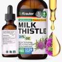 BIO KRAUTER Mleko ciecz krople - Mleko Thistle Silymarin Liver Supplement Support Supplement - Alkohol & Cukier Bezpłatne nalewka do wątroby Cleanse Detox - 2 Fl. Oz.