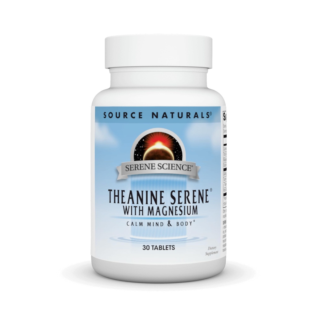 Źródło Naturals Theanine Serene, Calm Mind & Body *, z GABA - Wegetariańskie Formlua - 30 tabletek