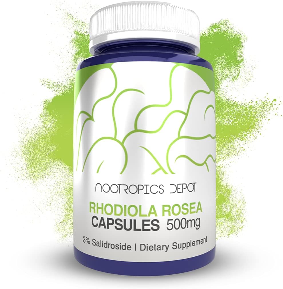 Rhodiola Rosea Kapsułki 124; 500 mg 124; 3% Salidrozydu 124; 120 Hrabia 124; Adaptogen Herb 124; Suplement Ayurvedic 124; Wspomaga zdrowe poziomy stresu 124; Promotes Brain Health