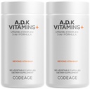 Codeage ADK Vitamins Supplement - Witamina zasadnicza A, D3 5000 IU, K1 & K2 (MK4 & MK7) - 6-Miesięczne dostawy - 1 Kapsułka na Podawanie, Nie-GMO, Bez glutenu - 2-Pack