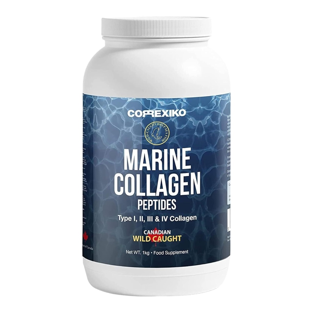 Zhydrolizowane marine Collagen Peptydes Proszek. Canadian Wild- Caught Fish Skin (Not Scales) -Colageno Hidrolizado en Polvo- Vital Protein Supplement for Skin, Włosy, Łączniki i trawienie, Proszek morski (1kg)