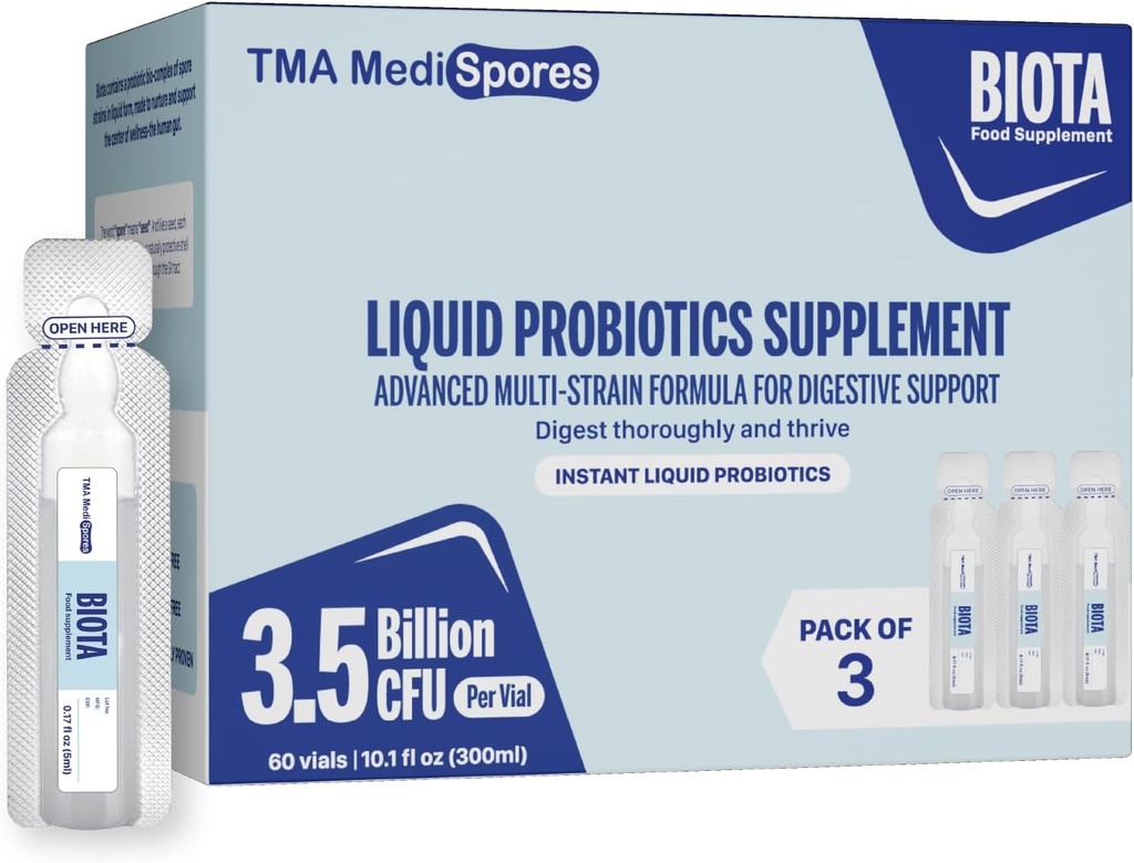Biota Probiotic Drinki do Digestive Health & Immune Support, Szybkie działanie Wsparcie Zaparcia żołądkowe, Digestive Daily Probiotic dla dorosłych, Dzieci, Gluten, Cukier wolny & Non-GMO, 60 Sługi