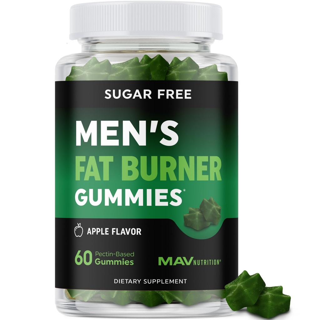 Men 's Fat Burner Gummies for Weight Loss Distribution 124; Green Tea, Green Coffee Bean, Garcinia Cambogia & Ketones Distribution 124; Belly Fat Burner for Men Weight Loss Gummies Distribution 124; Apple Flavored, Pectin- based Distribution 124; 60 Gummies