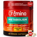 Oh! mino Metabolizm Suplement wsparcia dla efektywnej konwersji tłuszczu do energii w / L- Karnityna, Fenylokapsaicyna, & Witamina B3 - Non-Jitters, Stimulant- Free, Wegan, Non-Dairy kapsułki (60 Servings)