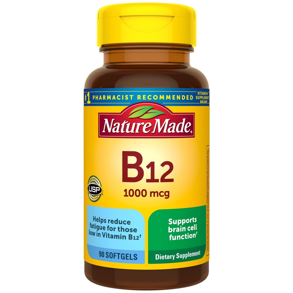 Nature Made Witamina B12 1000 µg, Suplement diety do wspomagania metabolizmu energii- 90 Softgels.
