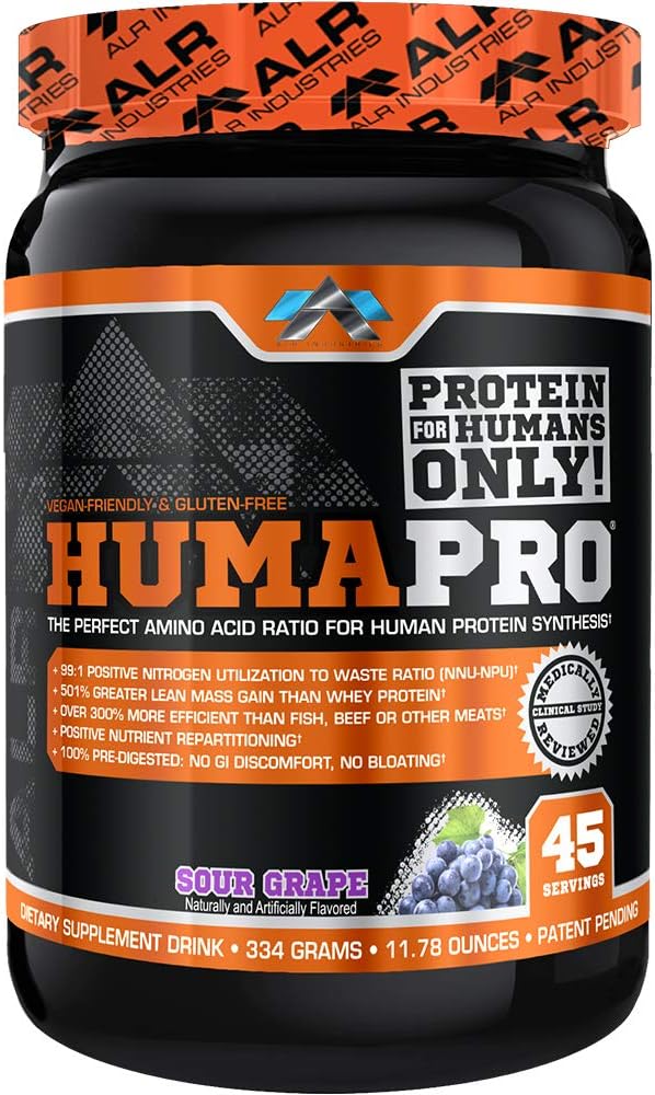 Humapro124; Acids Amino Protein Matrix for People 124; 99% wykorzystania dla Lean Muscle Nex124; Vegan, Gluten Free Nex124; 334g / 45 Servings (Sour Grape)