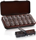 Pigułka Organizator 2 razy dziennie, Cotygodniowy Travel Case dla witamin, Oleje rybne + 2 Oddzielne pudełka słodkie (Brown)