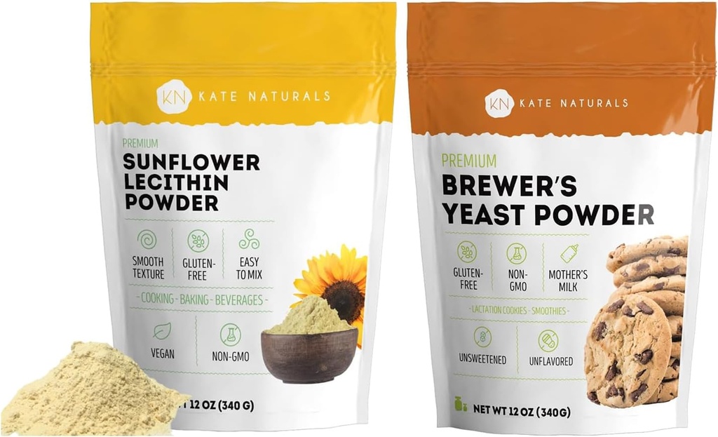 Kate Naturals Lecytyna słonecznikowa Proszek (4oz) i Yeast Brewera (12oz)