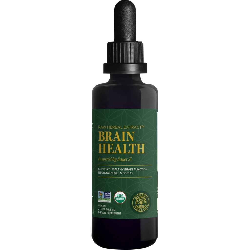Global Healing Center Brain Health - USDA Organic Brain Supplements for Memory & Focus - Nootropics Supplement to Combat Mental Fog, Advanced Focus Factor for Dorothy Extra Force - 2 Fl Oz