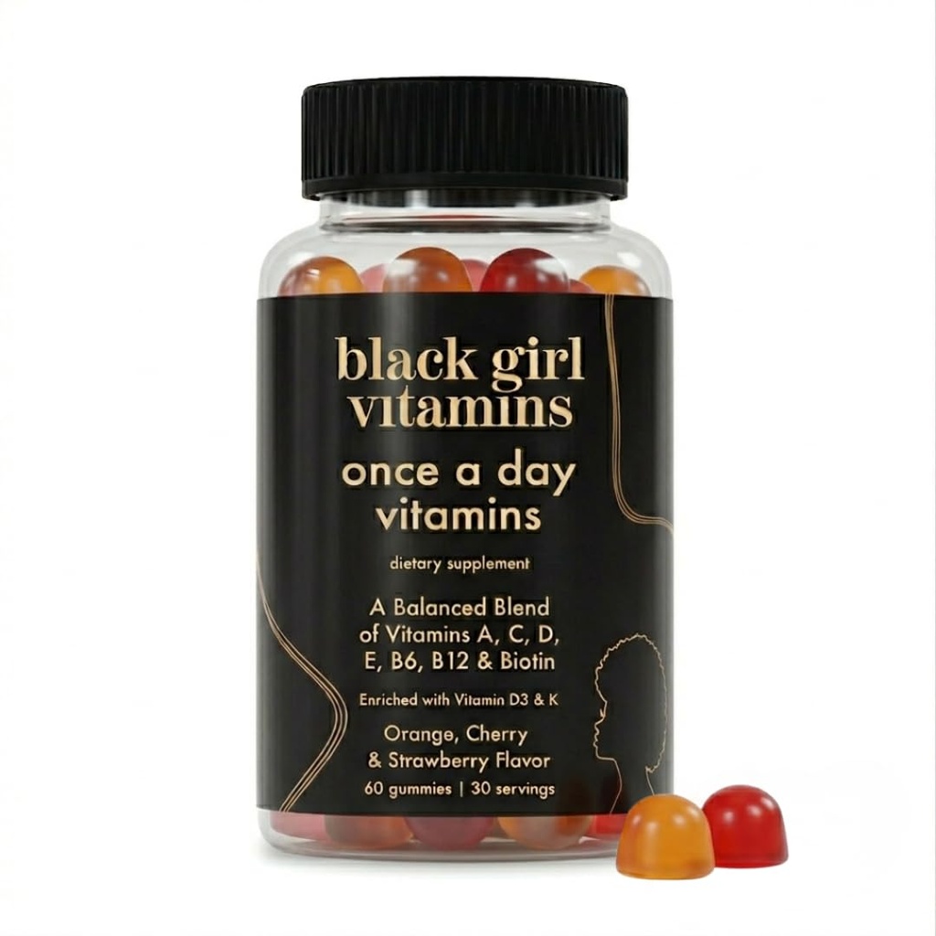 Czarna dziewczyna Witaminy raz dziennie - Kobiety Multivitamin Gummy - Witamina A, B, C, E i Cynk. Multivitamina dla kobiet, Wsparcie immunologiczne. Wegan, Gluten- Free. Made in The USA (30 Day Supply, Truskawka)