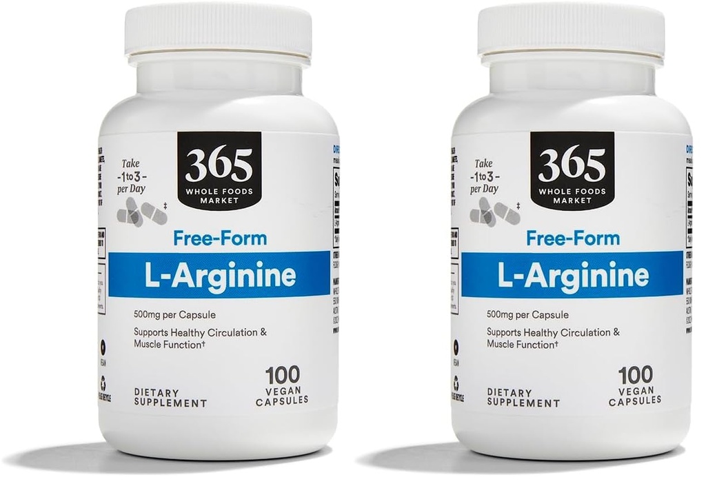 Whole Foods Market, L Arginine 500Mg 100 Veggie Caps (Opakowanie 2)