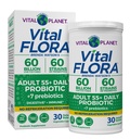 Vital Planet - Vital Flora Dorośli Ponad 55 Codzienne Probiotic 60 Miliard CFU, Różnorodne Szczepy, Organiczne Prebiotyki, Imimmunologiczne i Digestive Health Shelf Stable Probiotyki dla kobiet i mężczyzn, 30 Kapsułki