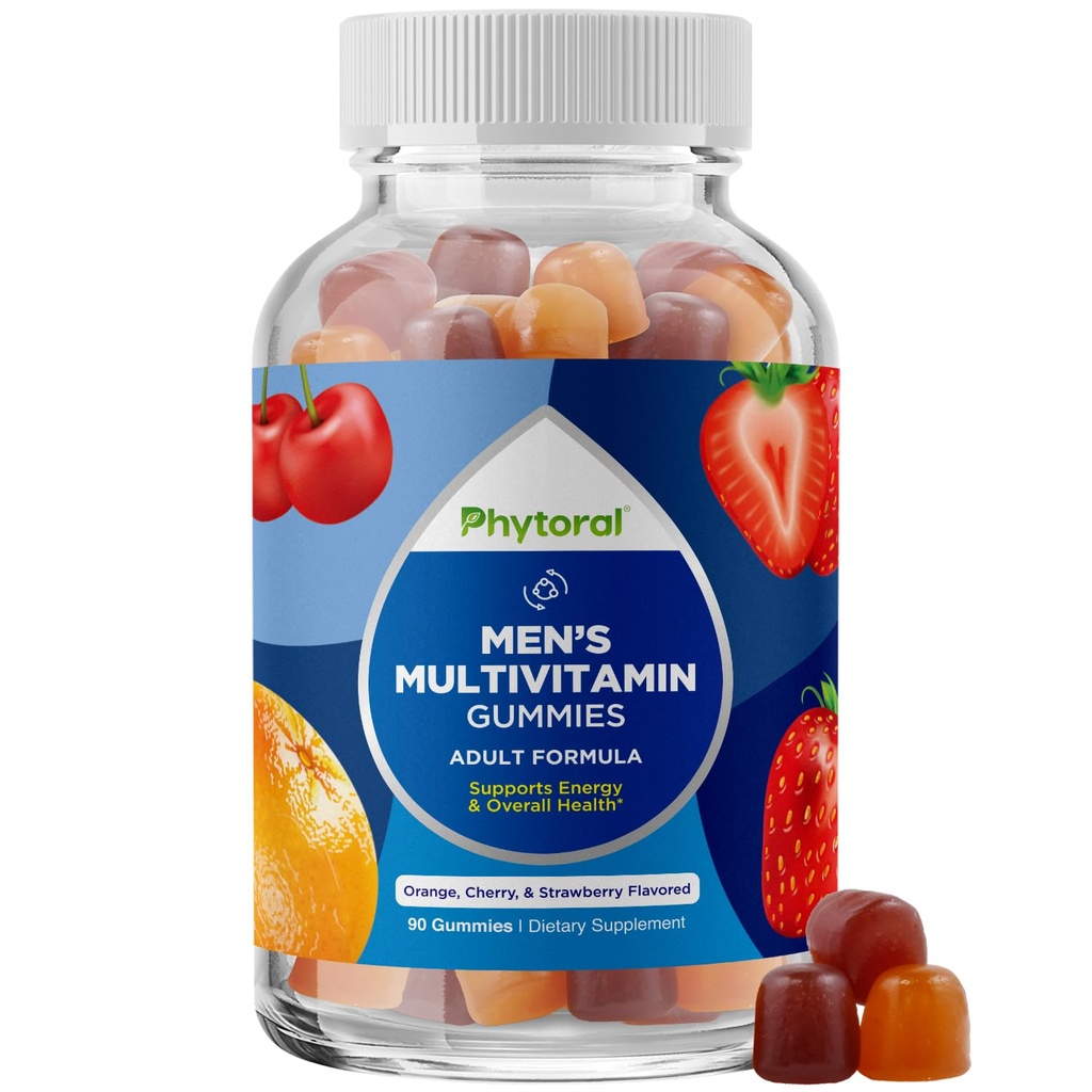 Phytoral Natural Multivitamine for Men Gummies with Zinc - Witamina D C A & Biotin B6 B12 Full Health Supplement