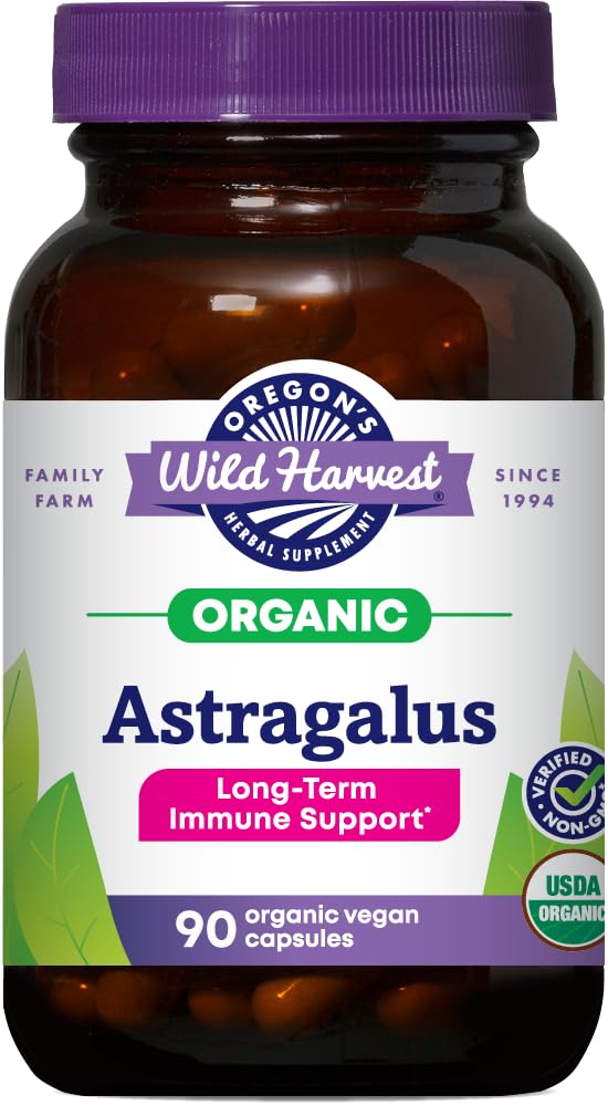 Oregon 's Wild Harvest, Certified Organic Astragalus Kapsułki dla wsparcia odporności, 1125 MGS, 90 Hrabia