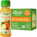 Elixir Shots, Immunitet Boost Wellness Shot z Cold- Pressed Turmeric, Ginger, Orange i Black Pepper, Nie Dodano Cukry lub sztucznych składników, 12-pack