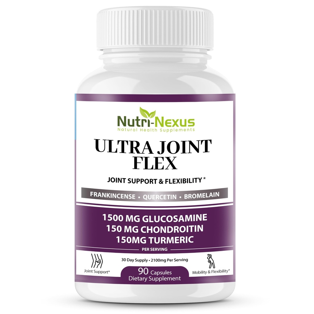 Glukozamina Chondroitin MSM Joint Supplement with Turmeric & Boswellia - Joint Support for Men & Women - Promotes Mobility - Elastyczność i komfort - Joint Health - Made in USA - 90 Kapsułki