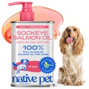 Native Pet Salmon Oil for Dogs & Cats - Pure Omega-3 Fish Oil for Dogs Supplement for Skin & Coat, Joint & Heart Health - Dog Anti- Inflamative - 100% Wild- Caught Alaskan Sockeye Salmon - 8 oz
