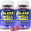 Melatonina Gummeje bezsenne z Magnezu Glycinate, GABA, 5- HTP, L- Theanine, Valerian, Rumianek, Balsam cytrynowy, Witamina D3 & B6 - Hormon & Drug Free, Non-Habit Forming, 2 Pack